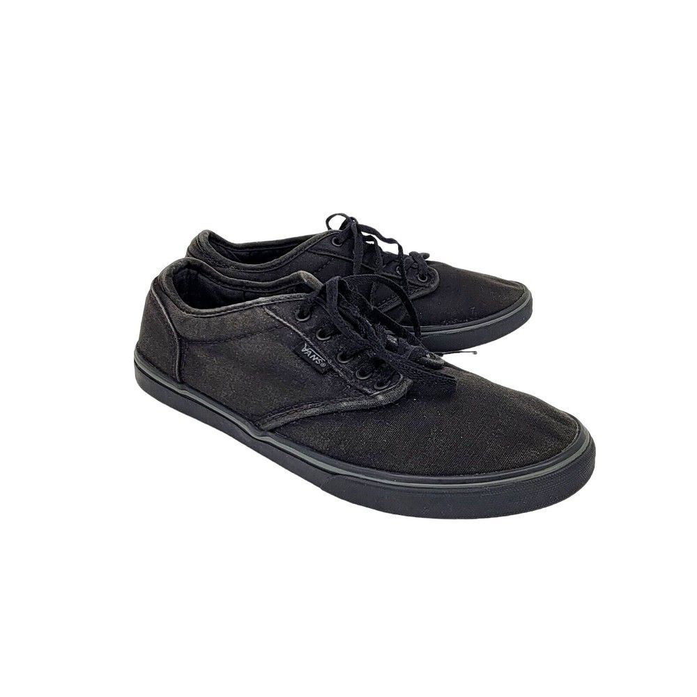 Vans Womens Sneakers Size 6.5 All Black Canvas Lace Up Shoes Off The Wall